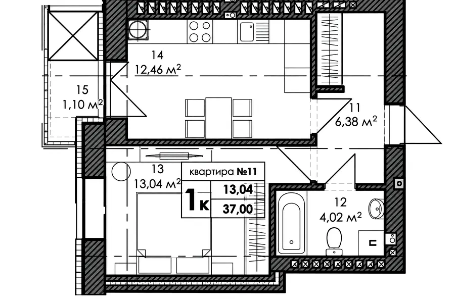 ЖК Park Residence — 37 м²