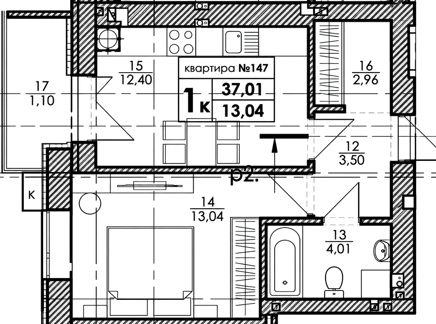 ЖК Park Residence — 37 м²
