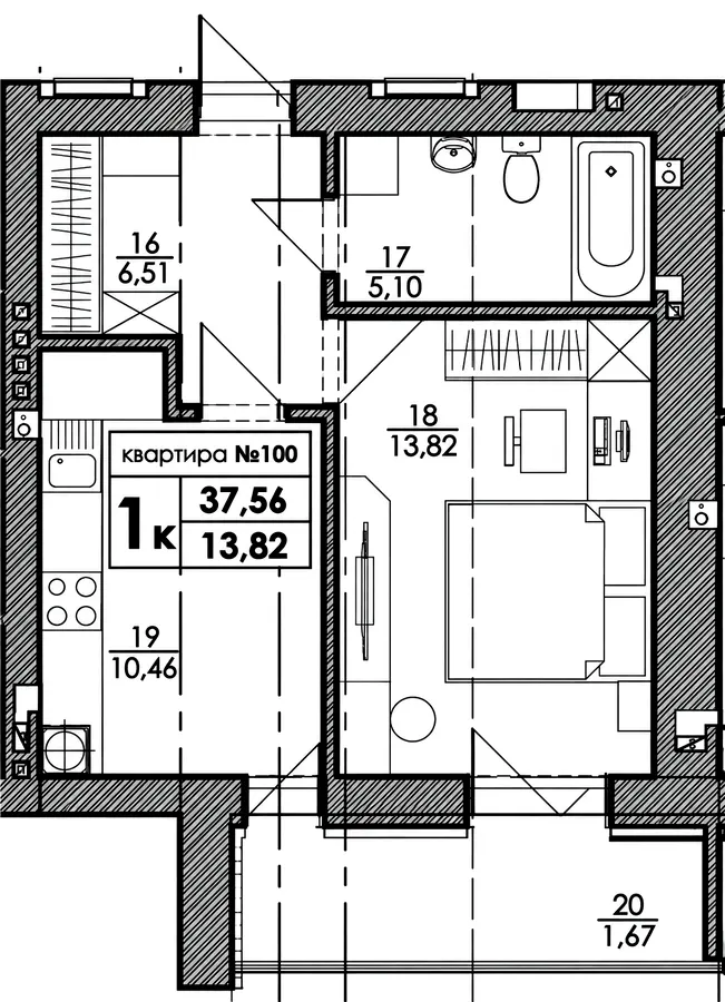 ЖК Park Residence — 37.6 м²