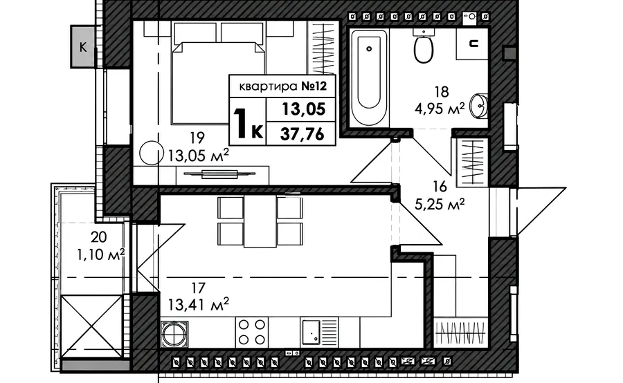 ЖК Park Residence — 37.8 м²
