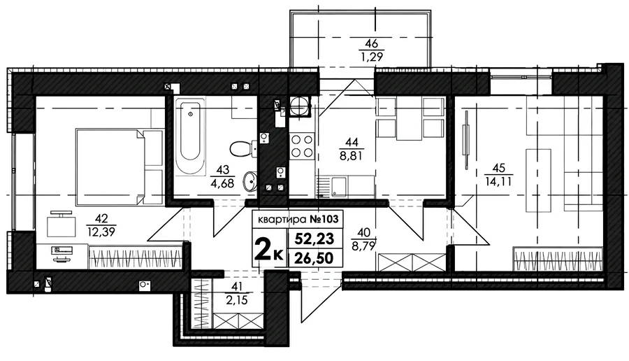 2-комнатная квартира, 52 м², вул. Санаторна, 20, Киев — фото 1