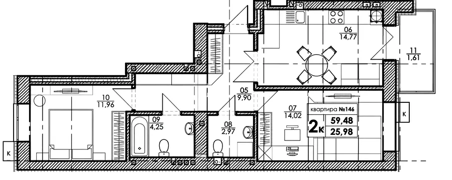 ЖК Park Residence — 59.5 м²