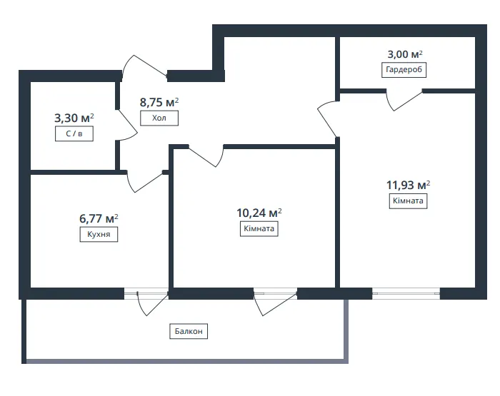 Европейка — 45.7 м²