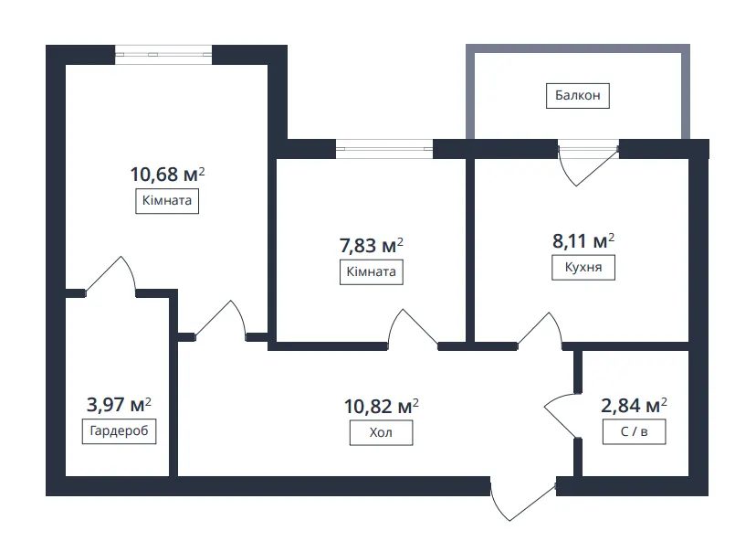 Европейка — 45.5 м²