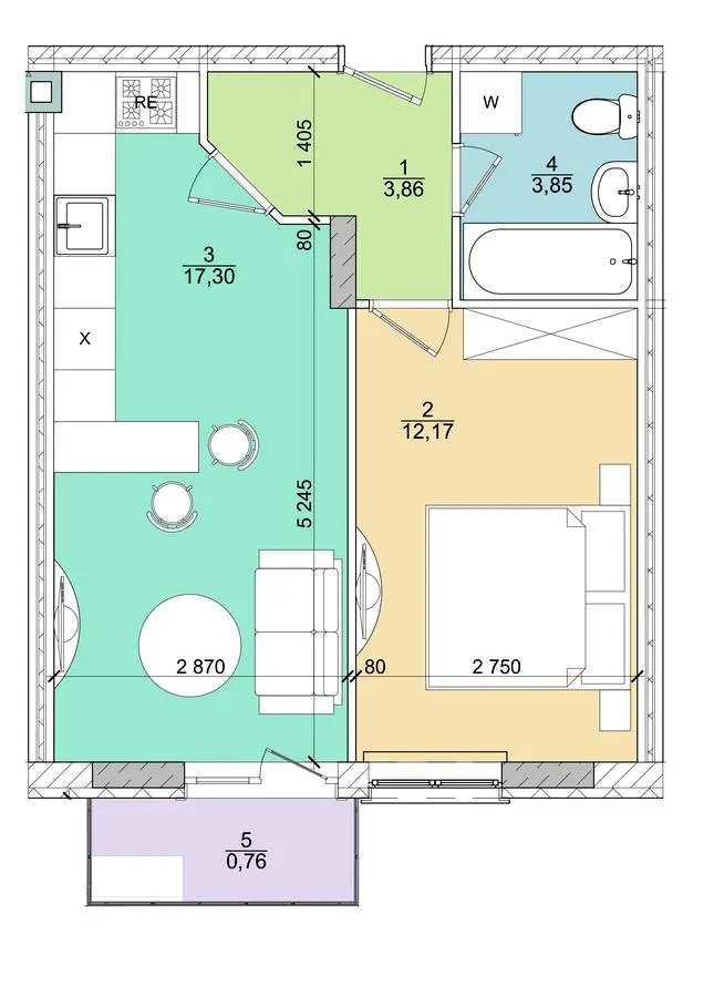 ЖК Аврора — 38 м²