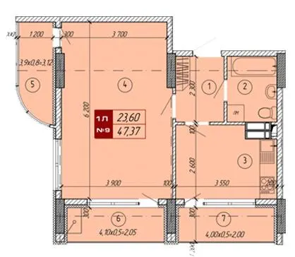 ЖК Вектор — 47.4 м²