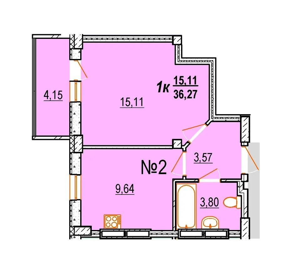 ЖК BRUSSELS — 36.3 м²