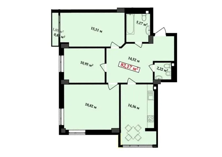 ЖК Империя — 82.2 м²