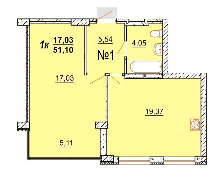 ЖК BRUSSELS — 51.1 м²