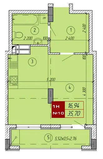 ЖК Вектор — 35.7 м²