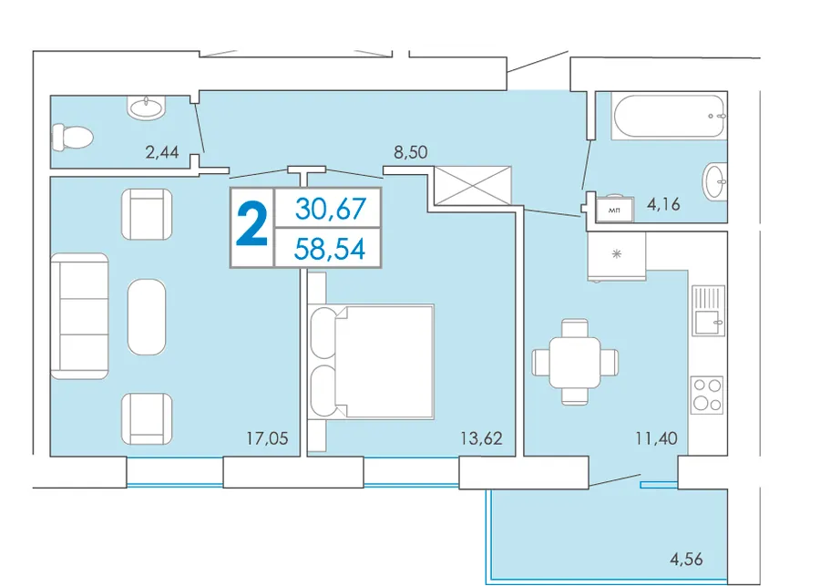 ЖК Срібні Озера Комфорт — 58.5 м²
