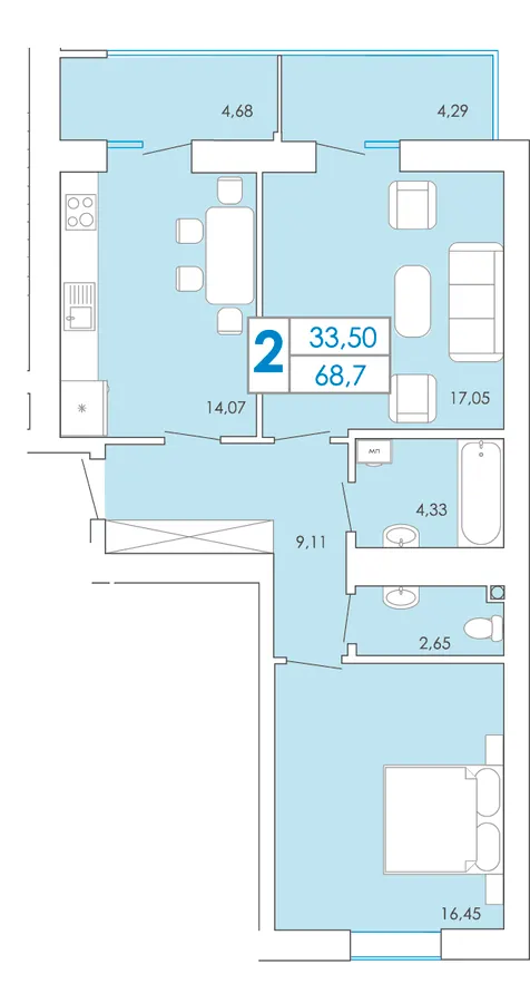 ЖК Срібні Озера Комфорт — 68.7 м²