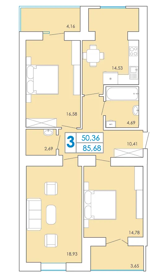 ЖК Срібні Озера Комфорт — 85.7 м²