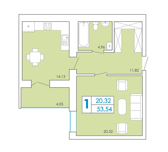 ЖК Срібні Озера Комфорт — 53.5 м²