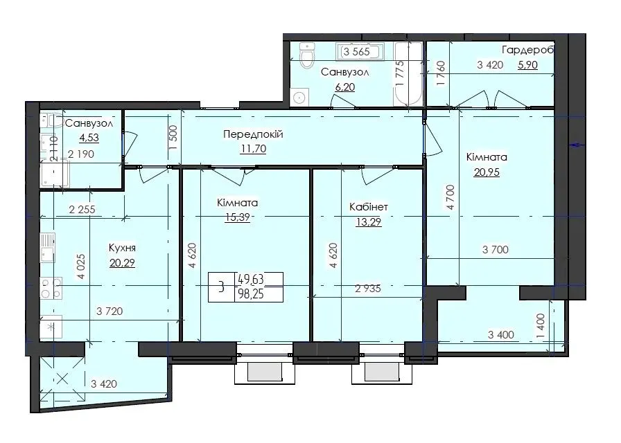 ЖК Престиж — 98.3 м²