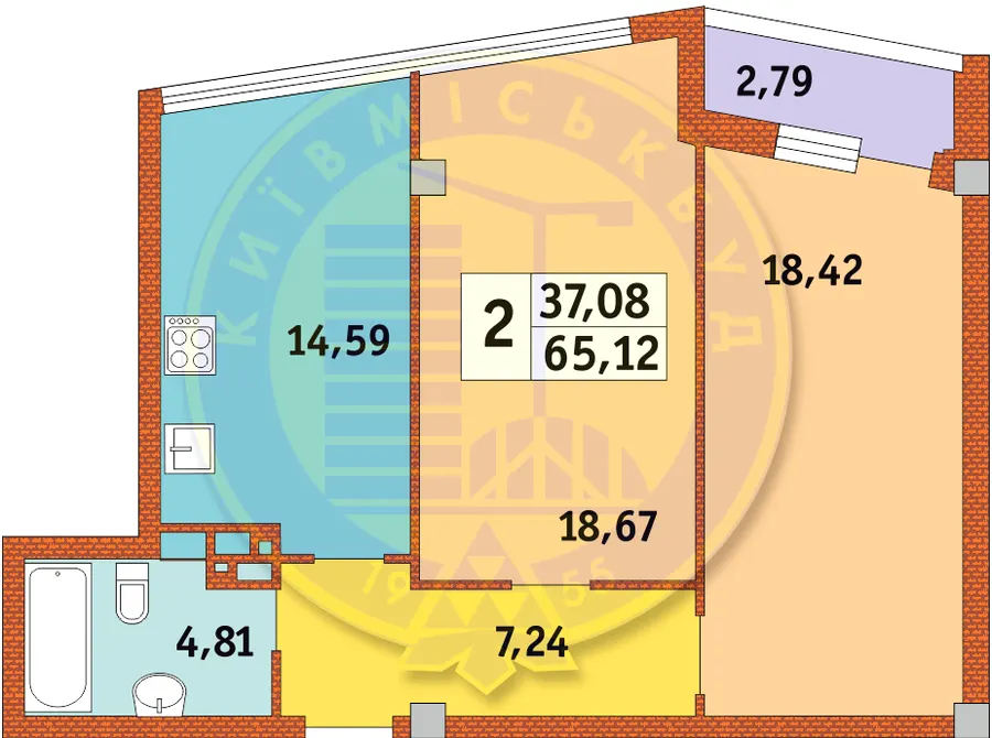 ЖК Costa fontana — 65.1 м²