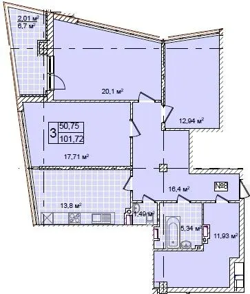 ЖК Costa fontana — 93.8 м²