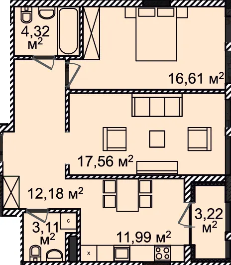 ЖК Montreal House — 69 м²