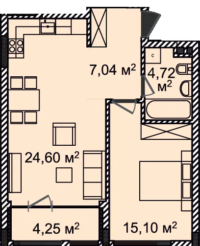ЖК Montreal House — 55.7 м²