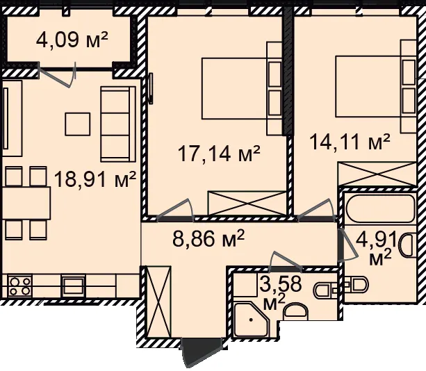 ЖК Montreal House — 71.6 м²