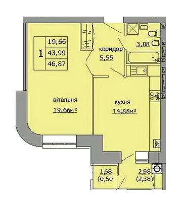 ЖК на Стрийській — 45.9 м²