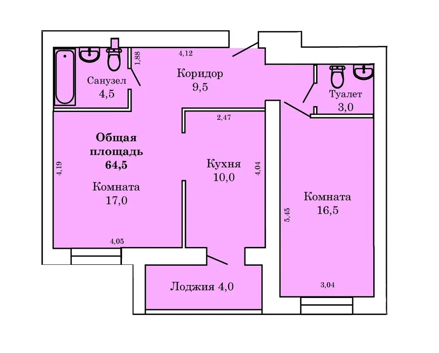 ЖК Северная звезда — 64.5 м²