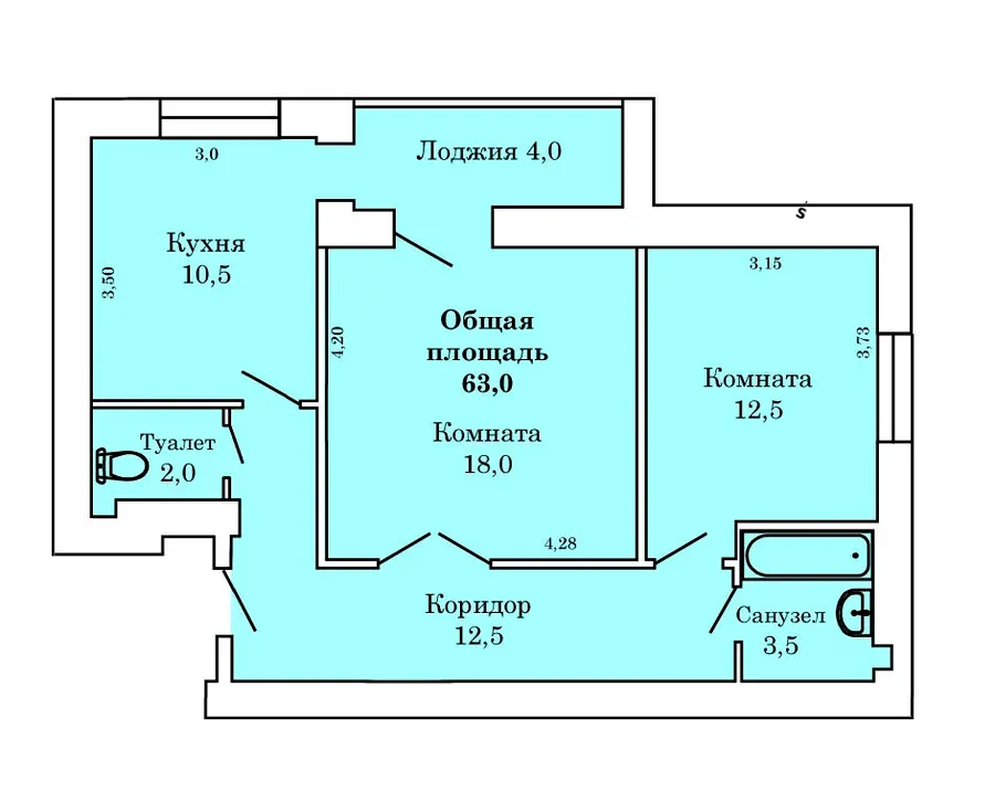 ЖК Северная звезда — 63 м²