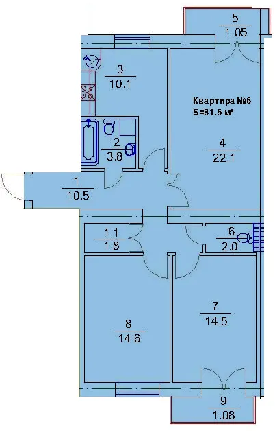 ЖК Підгір'я — 81.5 м²