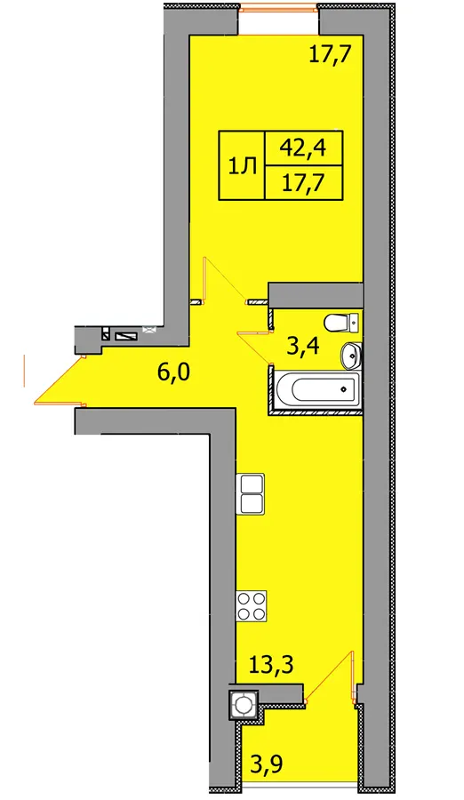 ЖК Київський квартал — 42.4 м²
