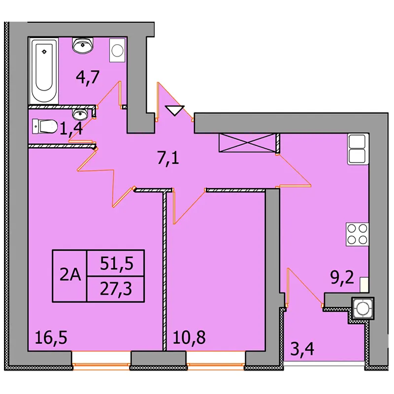 ЖК Київський квартал — 51.5 м²