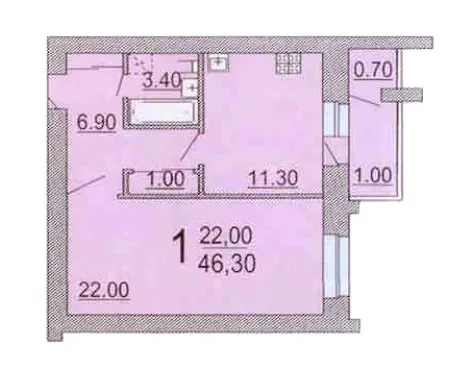 ЖК Веселка — 46.3 м²