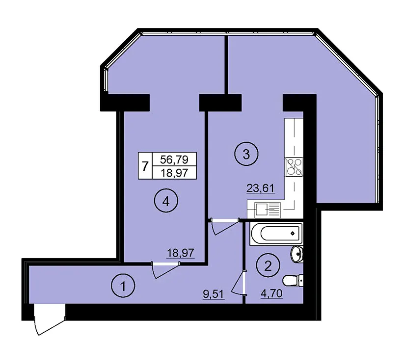 ЖК Ювілейний — 56.8 м²