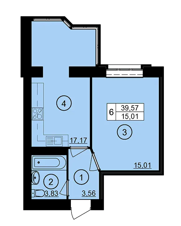 ЖК Ювілейний — 39.6 м²
