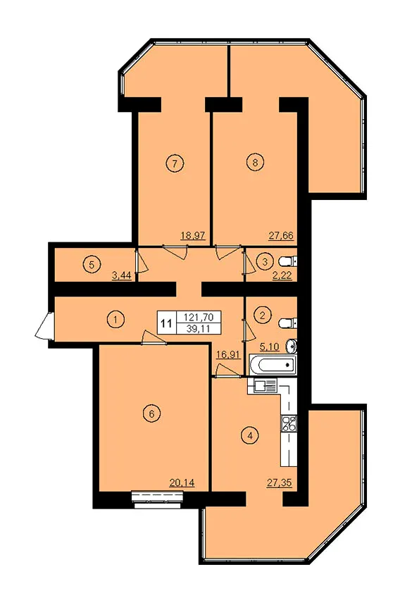 ЖК Ювілейний — 121.7 м²