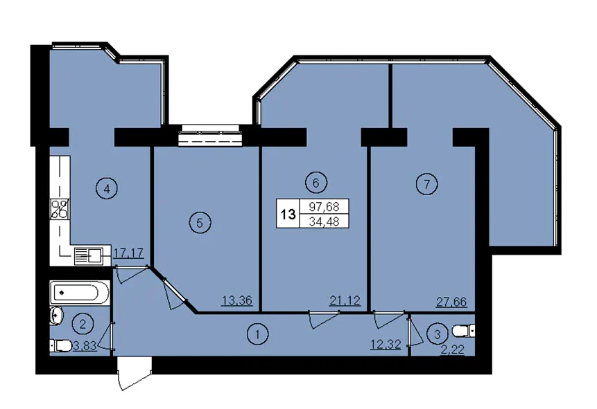 ЖК Ювілейний — 97.7 м²