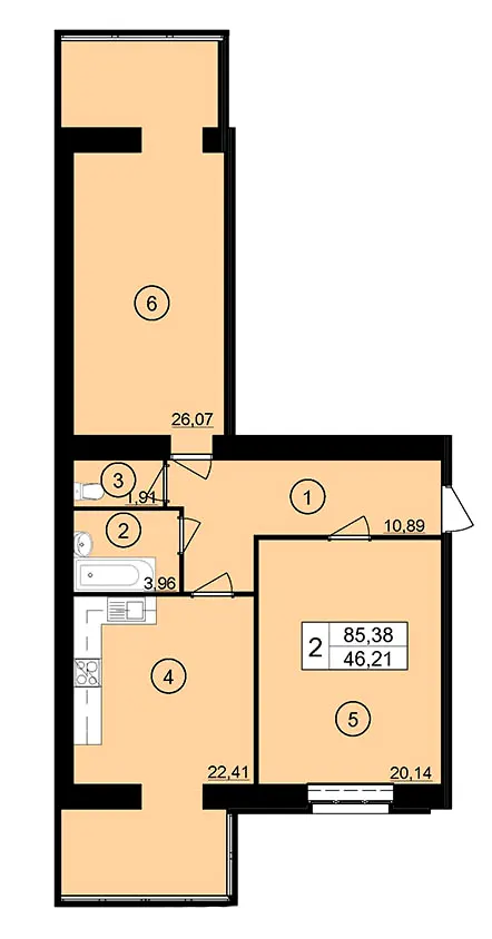 ЖК Ювілейний — 85.4 м²