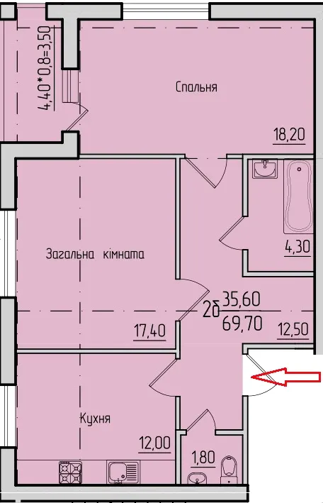 ЖК Водограй — 69.7 м²