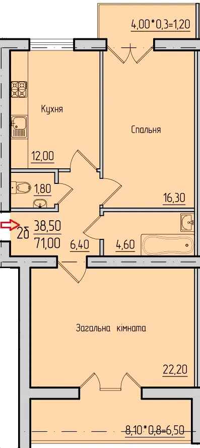 ЖК Водограй — 71 м²
