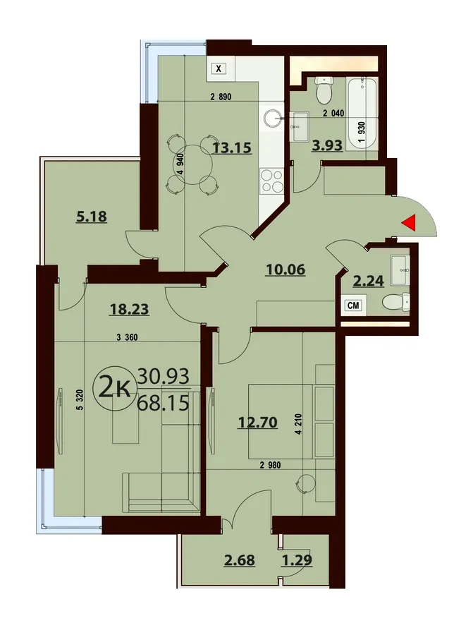 ЖК Crystal Towers — 68.2 м²