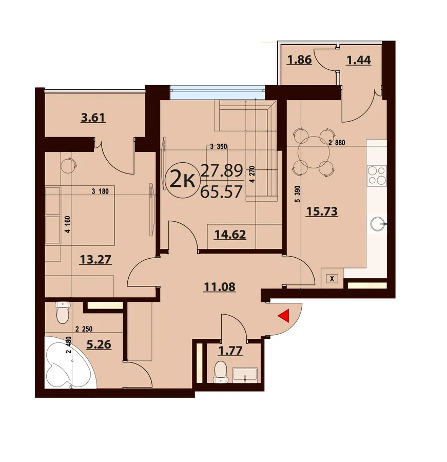 ЖК Crystal Towers — 65.6 м²