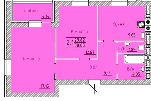 ЖК Ландиш — 58.7 м²