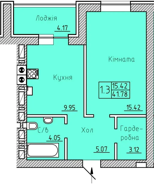 ЖК Ландиш — 41.8 м²