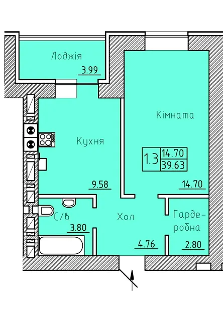 ЖК Ландиш — 39.6 м²