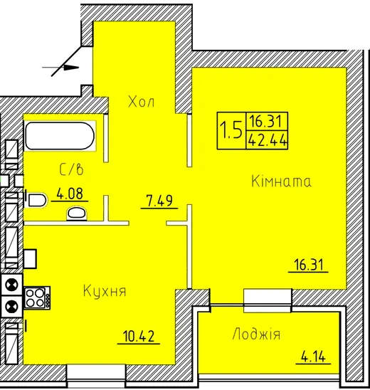 ЖК Ландиш — 42.4 м²