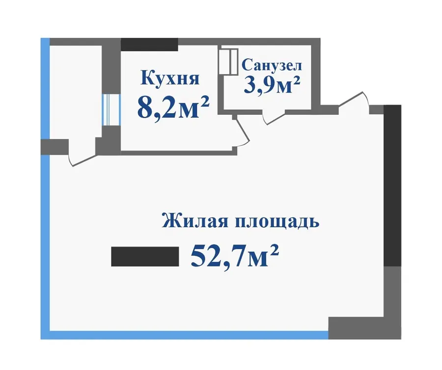 ЖК Новокодацькi Вежi — 64.8 м²