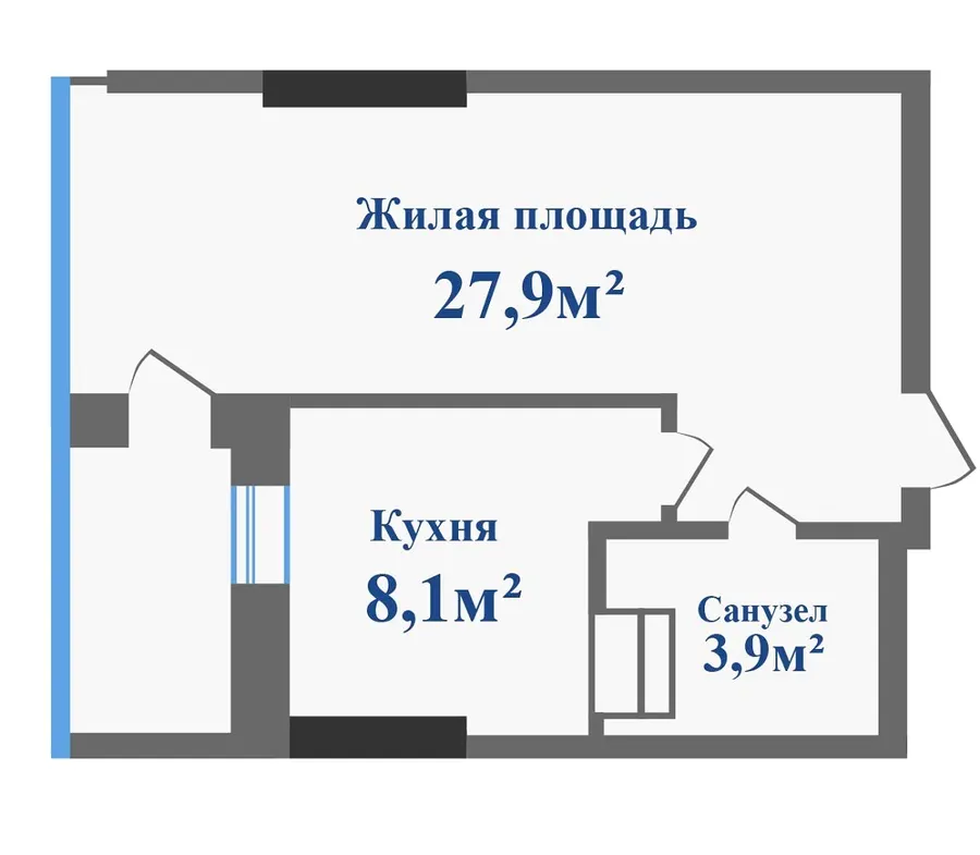 ЖК Новокодацькi Вежi — 39.9 м²