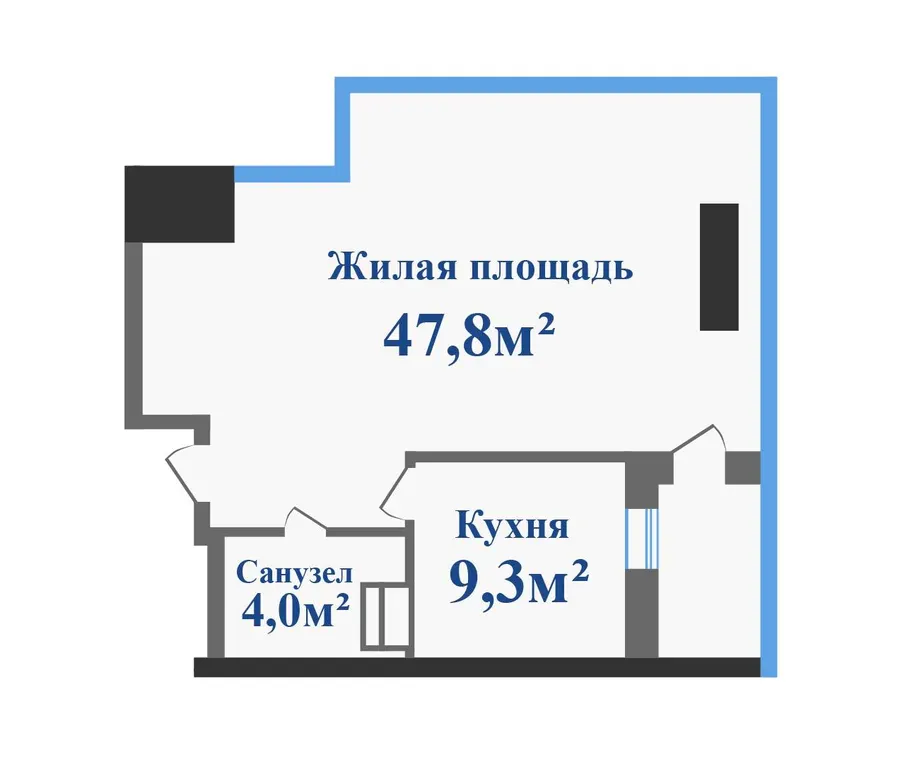 ЖК Новокодацькi Вежi — 61.1 м²
