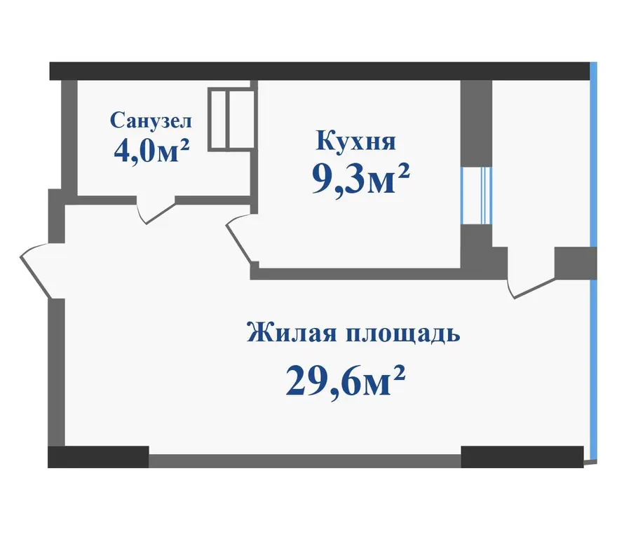 ЖК Новокодацькi Вежi — 42.9 м²