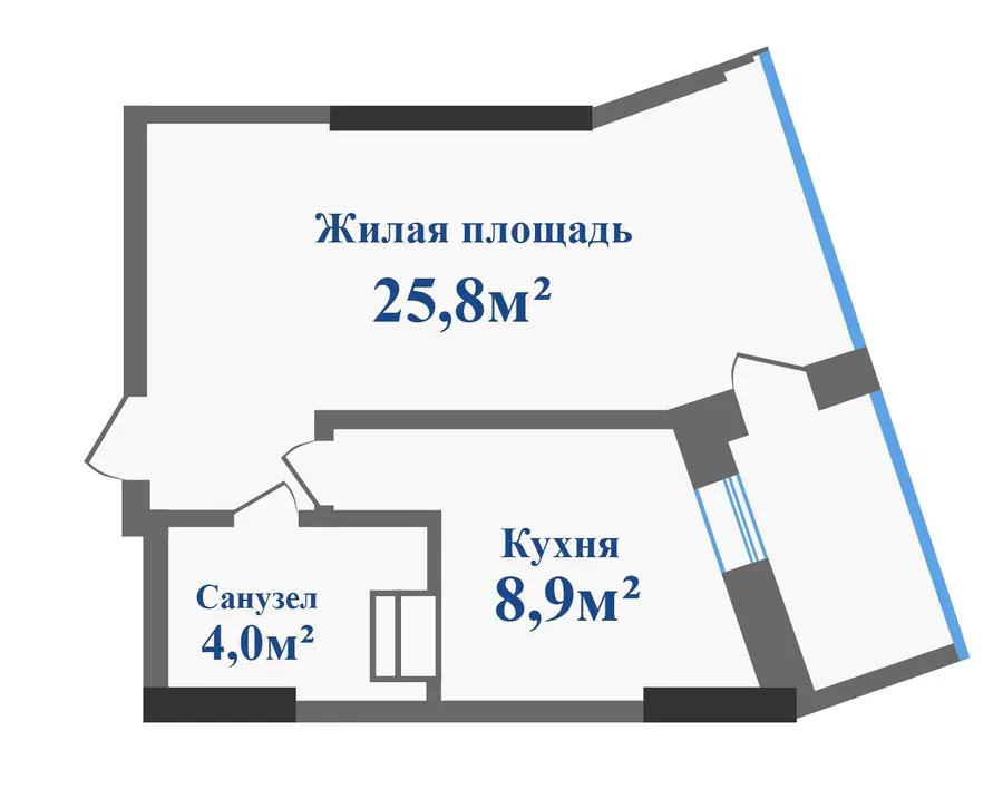 ЖК Новокодацькi Вежi — 38.7 м²