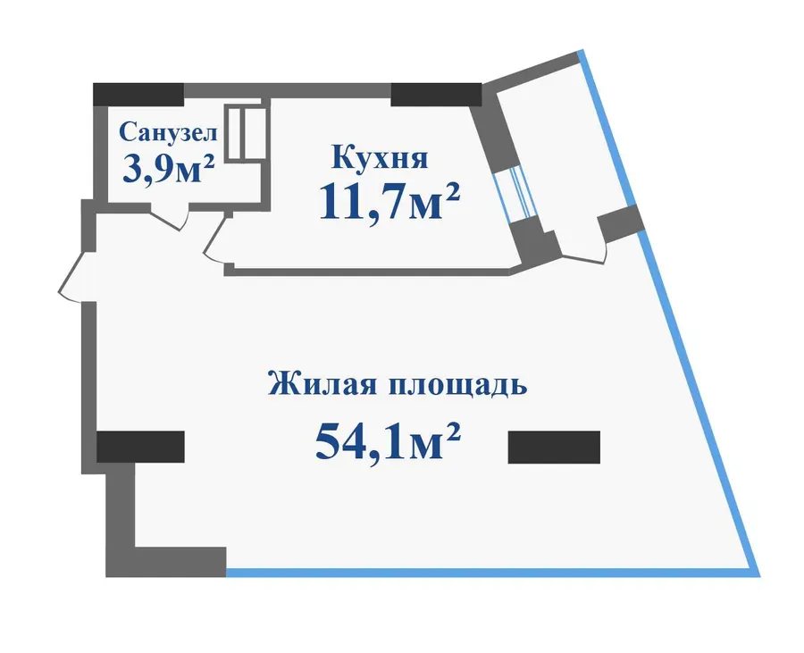 ЖК Новокодацькi Вежi — 69.7 м²